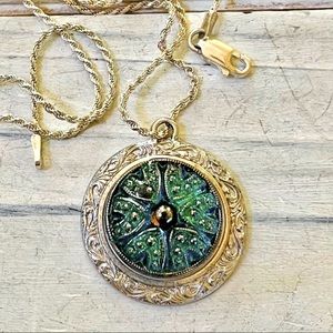 Rare Vintage stamped 925 luzier medallion pendant